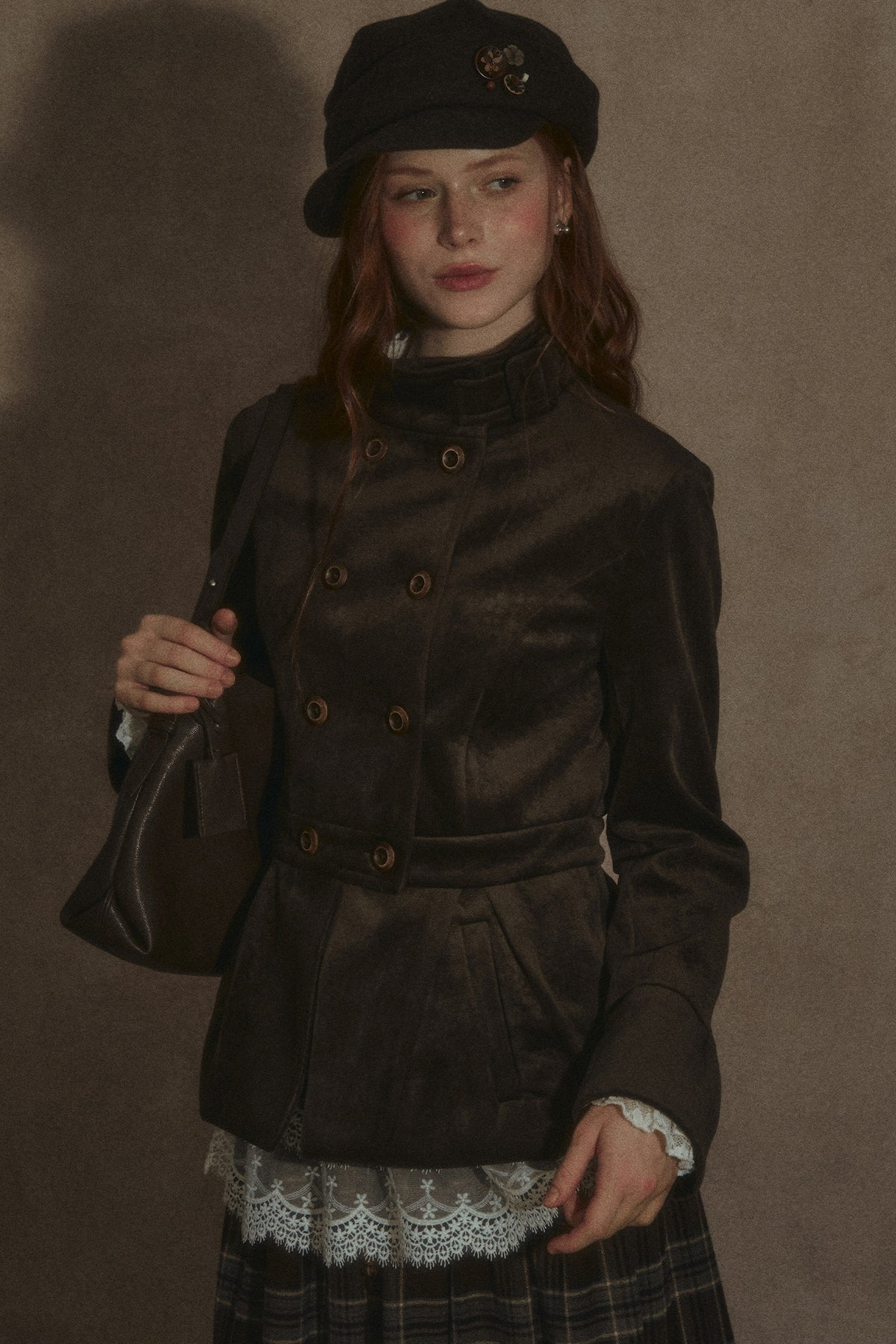 Distressed Suede Double-Breasted Jacket