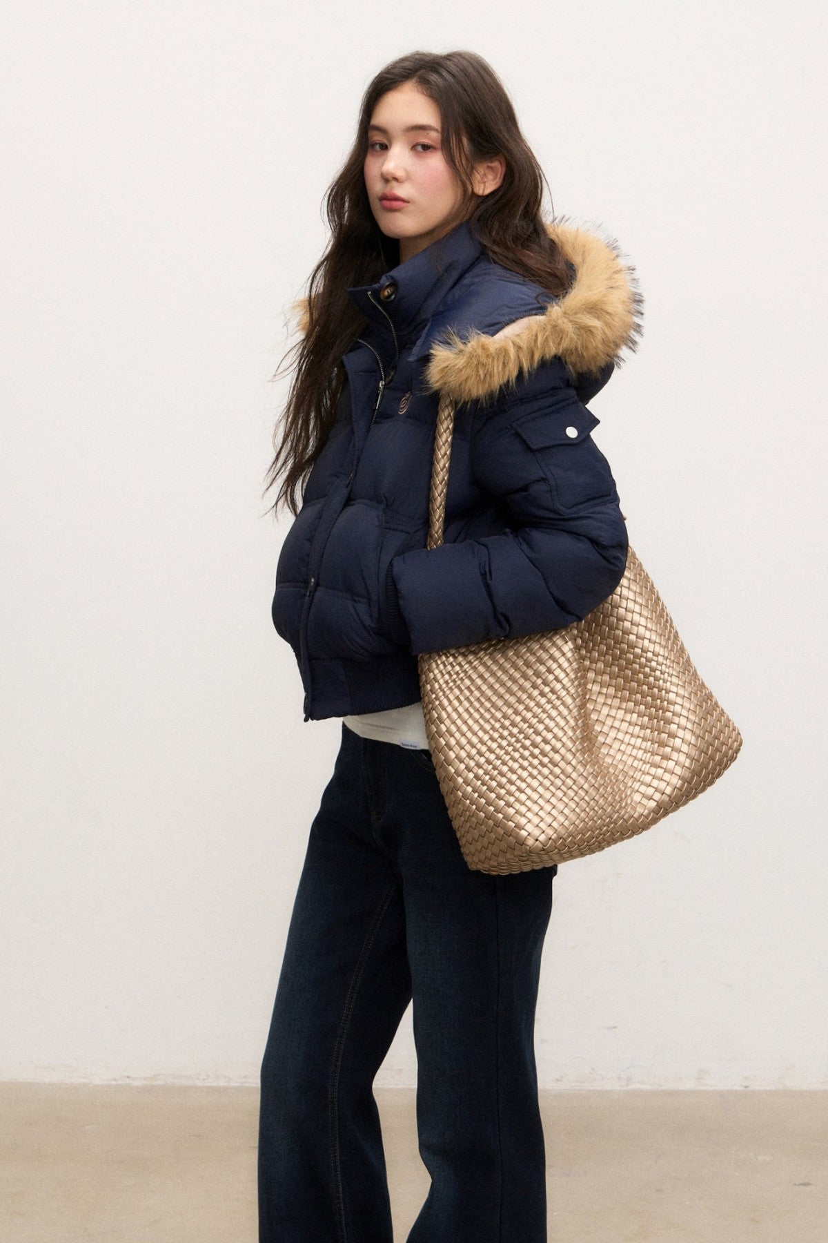 Fur Collar Down Jacket and Pants Set-Up