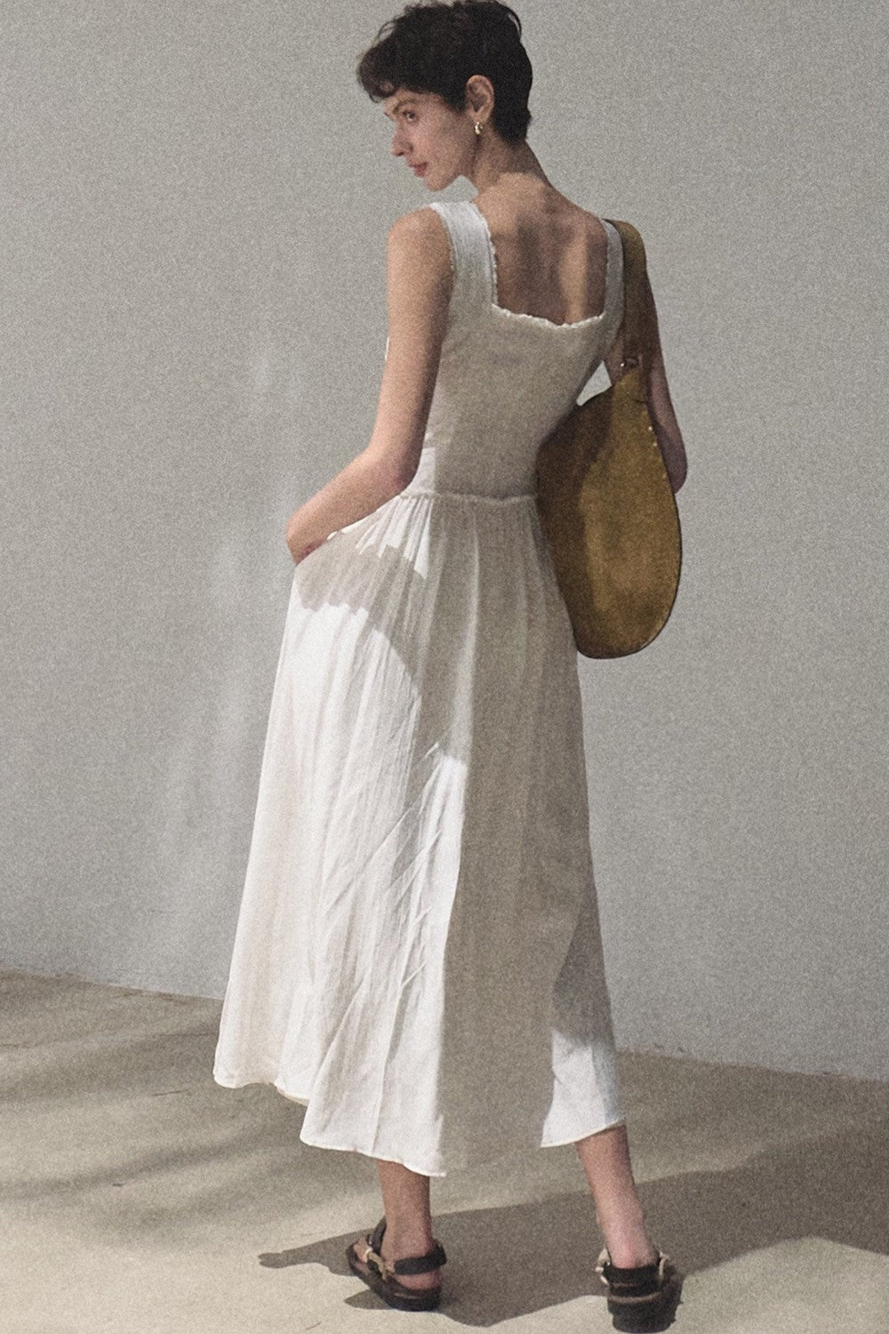 Sleeveless Ruffled Square Neck Dress