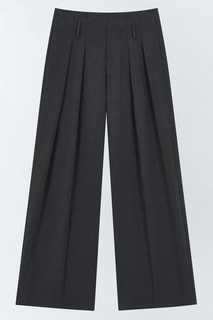 Gray Pleated Suit Pants