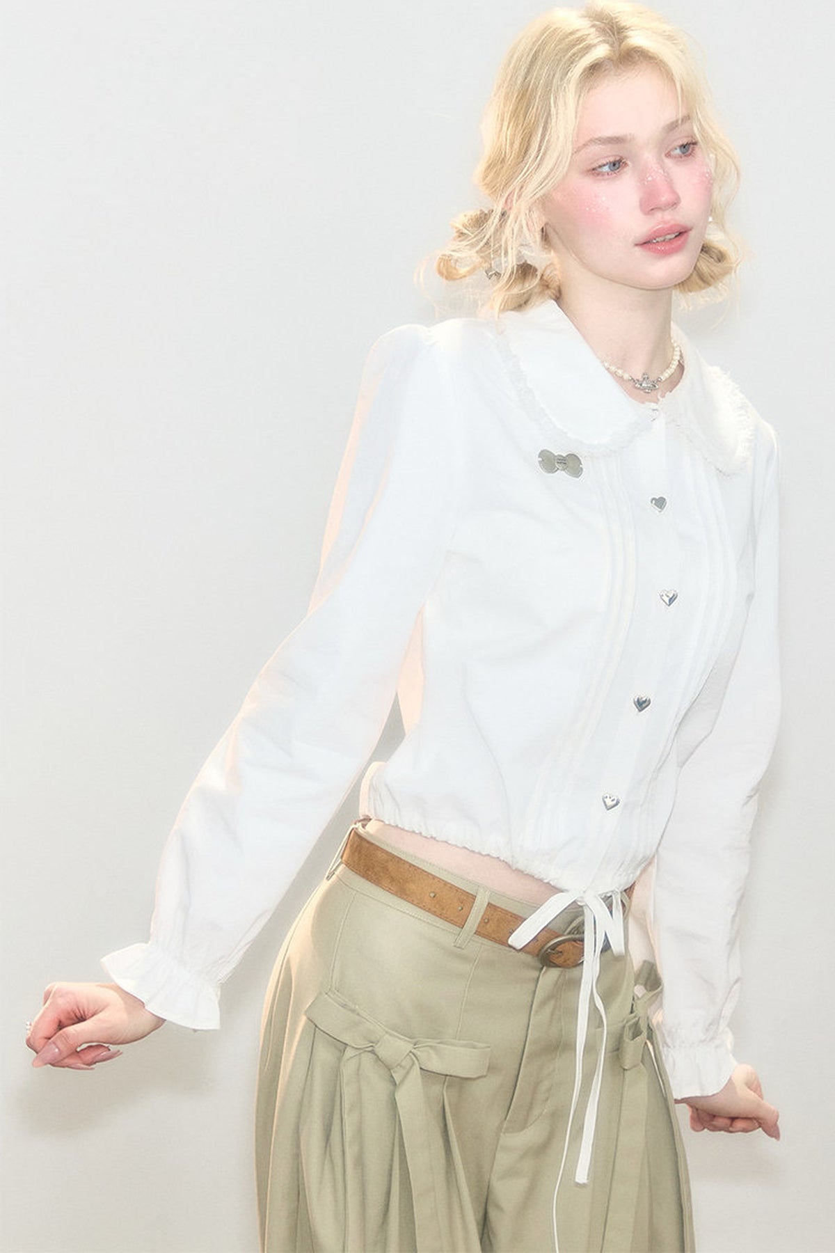 Tassel Doll Collar Short Shirt