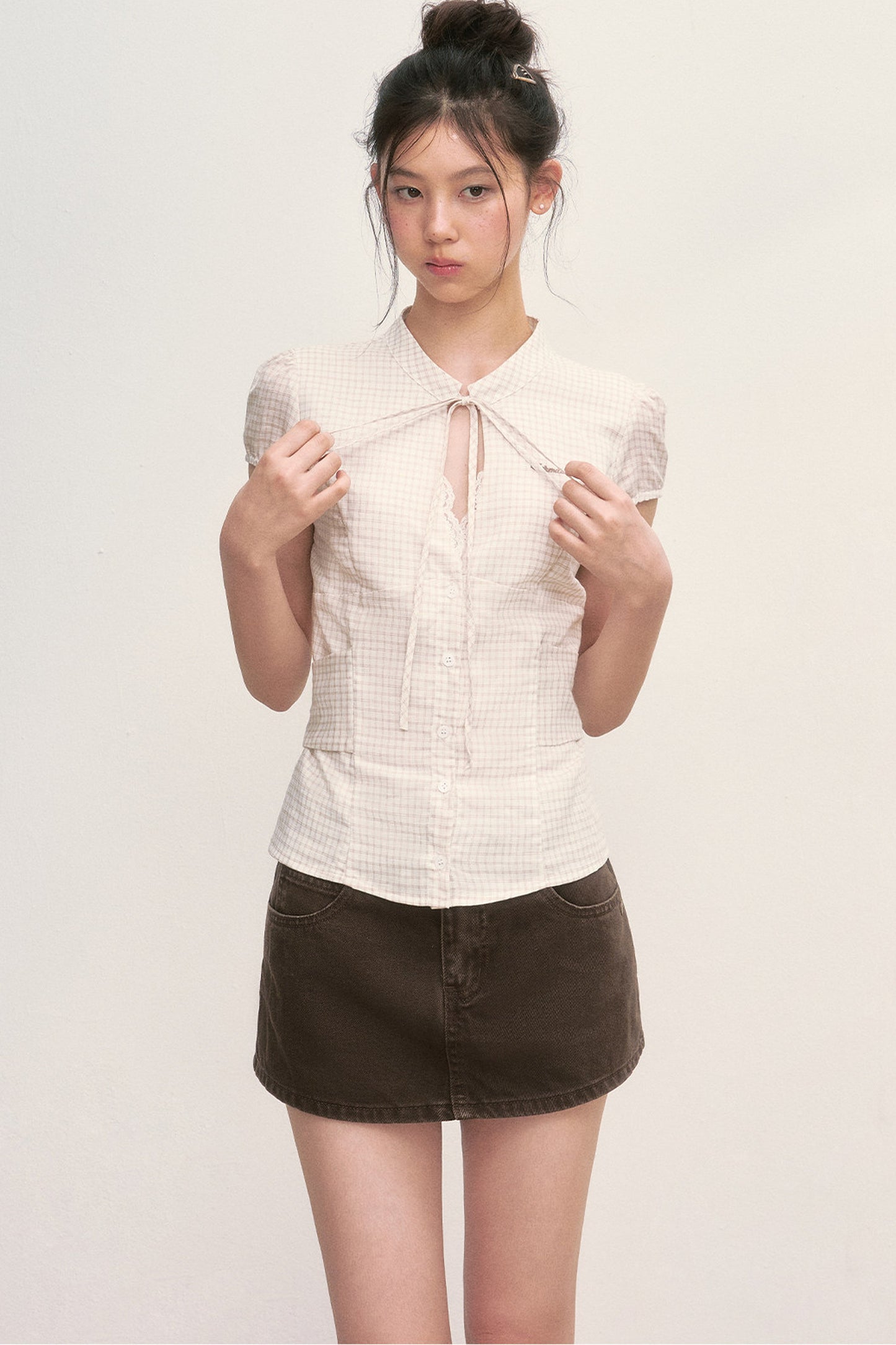 Preppy Puff-Sleeve Blouse