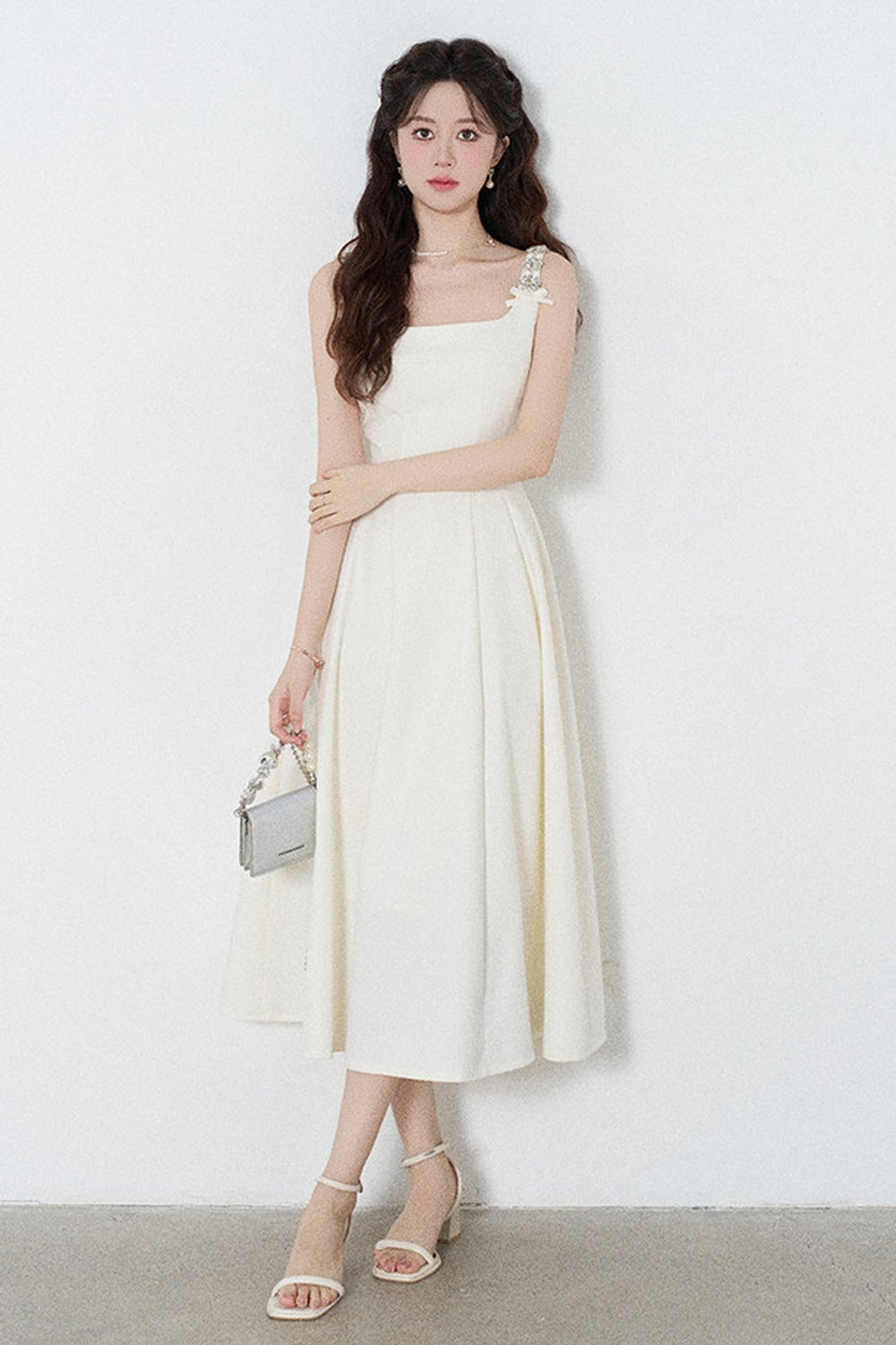 Elegant White Drapey Dress
