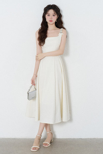 Elegant White Drapey Dress