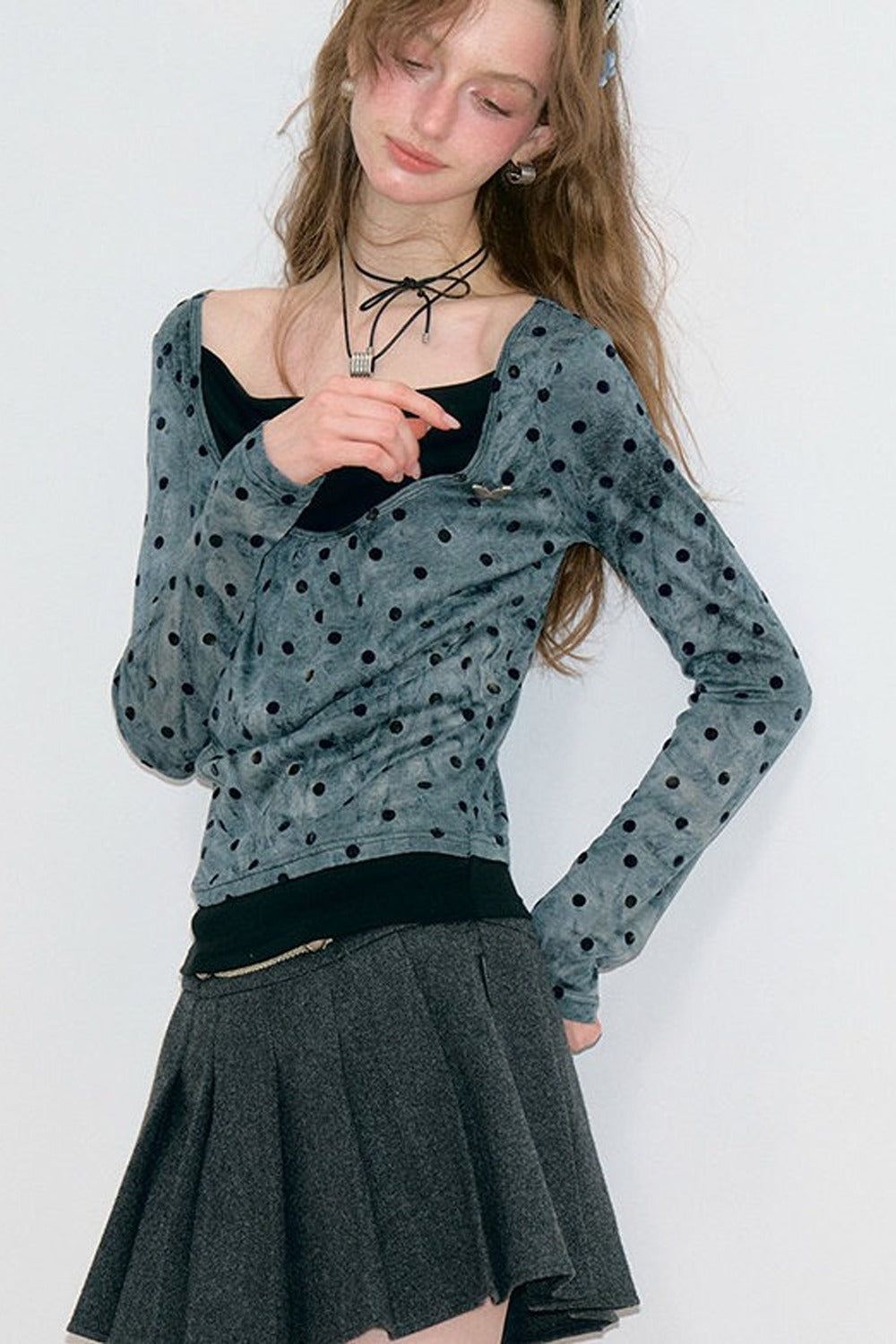 Polka Dot T-Shirt Knit Top