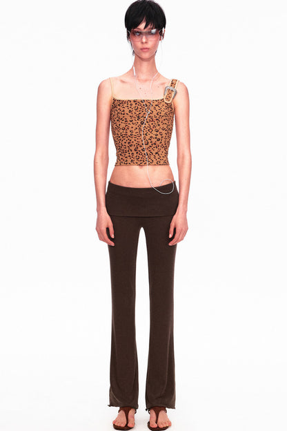 Camouflage Leopard Print Asymmetrical Metal Buckle Camisole