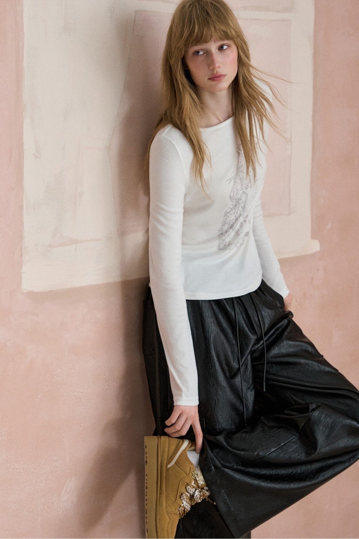 Double-Waistband Leather Cargo Pants