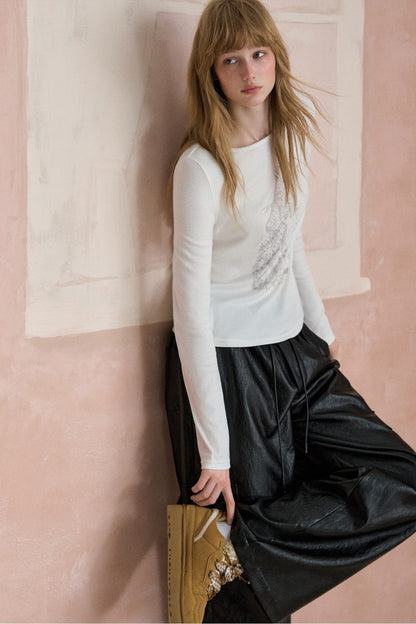 Double-Waistband Leather Cargo Pants