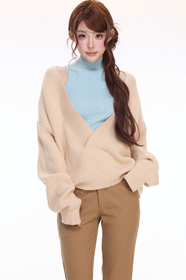 Knit Cardigan Vest Flared Pants Set-Up