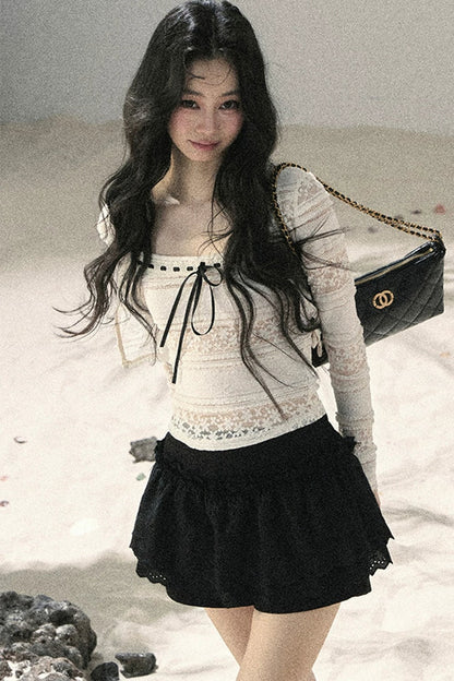 레이스 펀칭 여름 투피스 세트