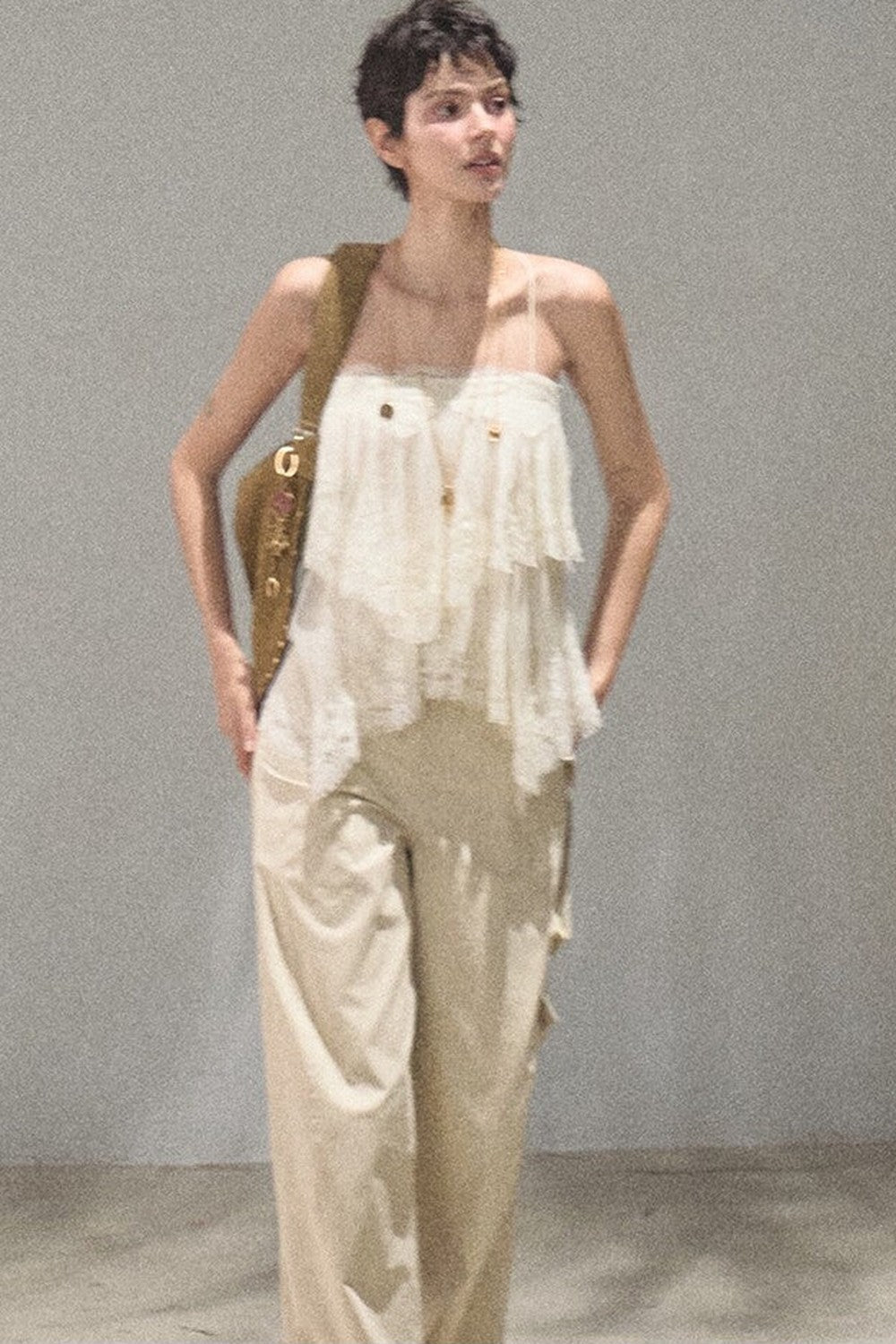 Pantaloni cargo a gamba larga