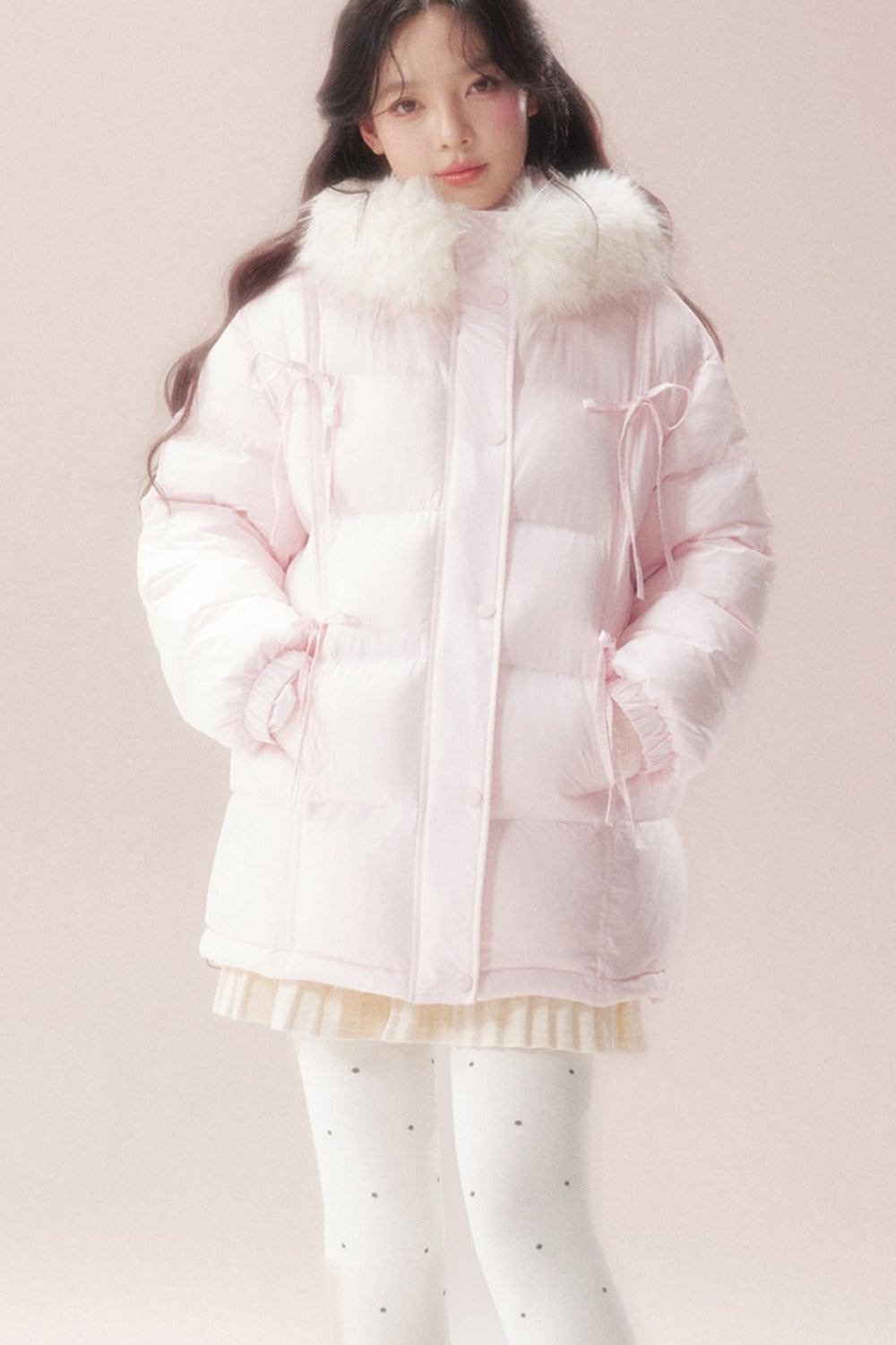 Snow Bow Fur Collar Down Jacket