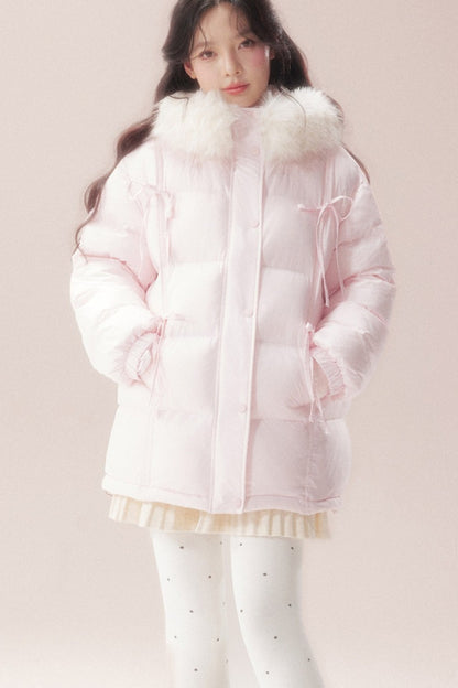 Snow Bow Fur Collar Down Jacket