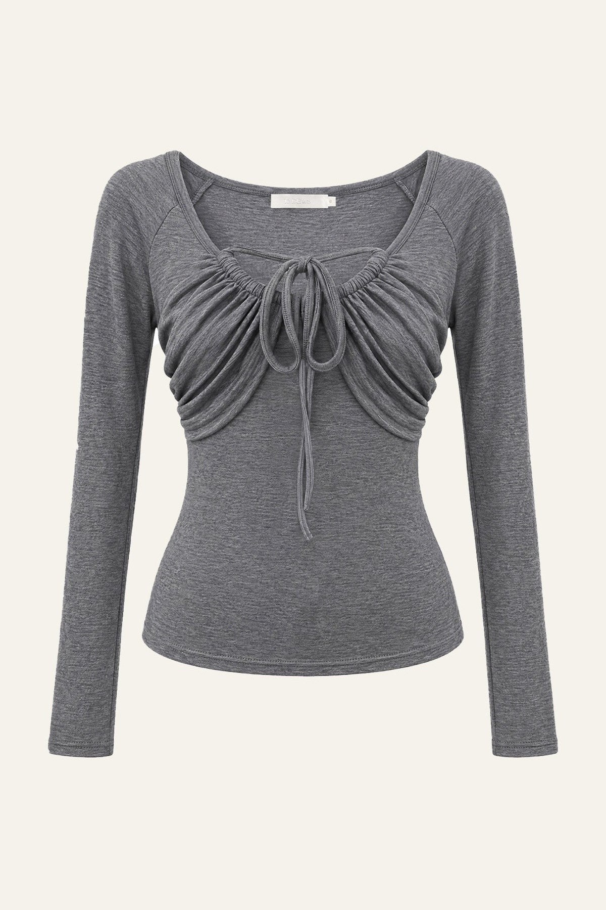 Lyocell Cotton Wool Long-Sleeve Drawstring Knit Top