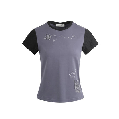 Maglia color block con applicazione lumaca