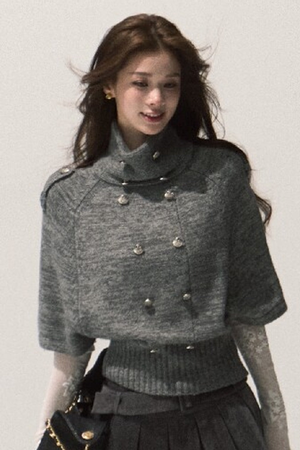 Wool Pullover Cape Shawl Coat