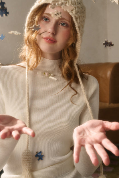 Maglione a maglia con fiocco