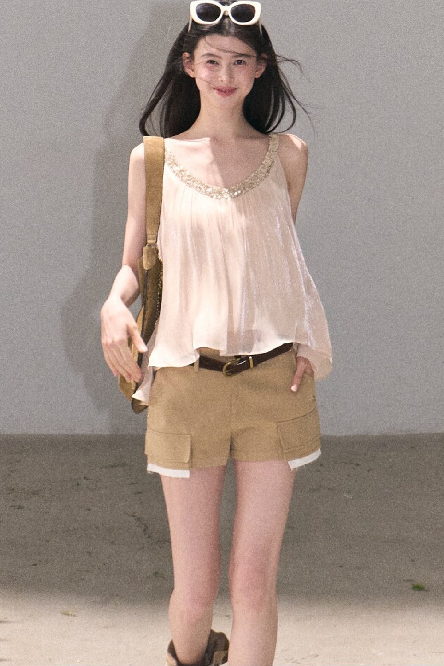Color-Blocked Linen Pants