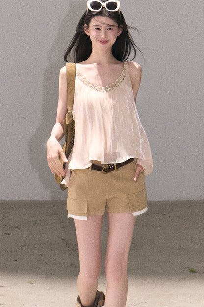 Color-Blocked Linen Pants