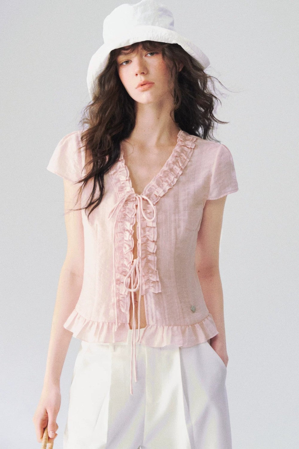 French V-Neck Lace Shirt