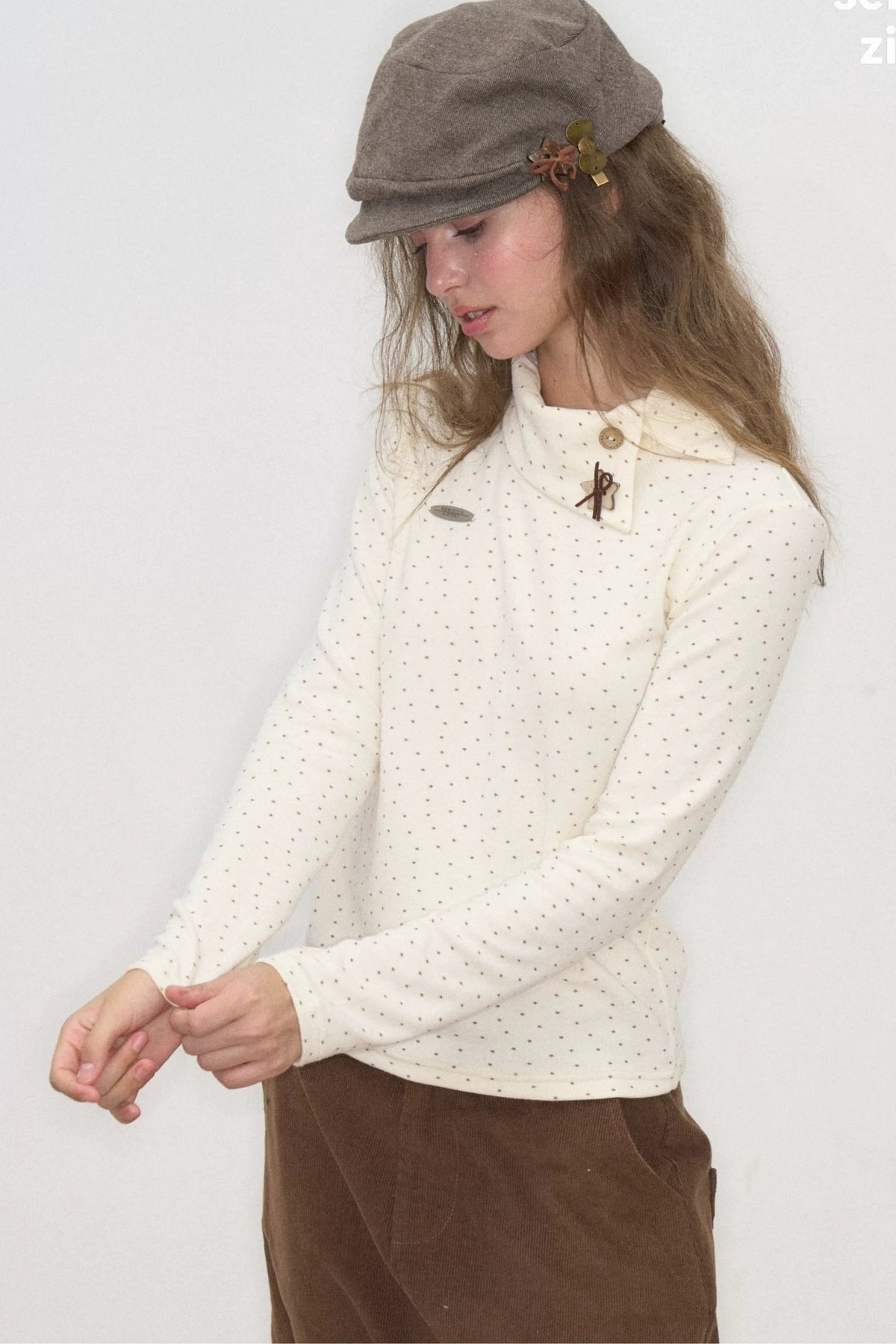 Starry Dots Asymmetrical Knit Top
