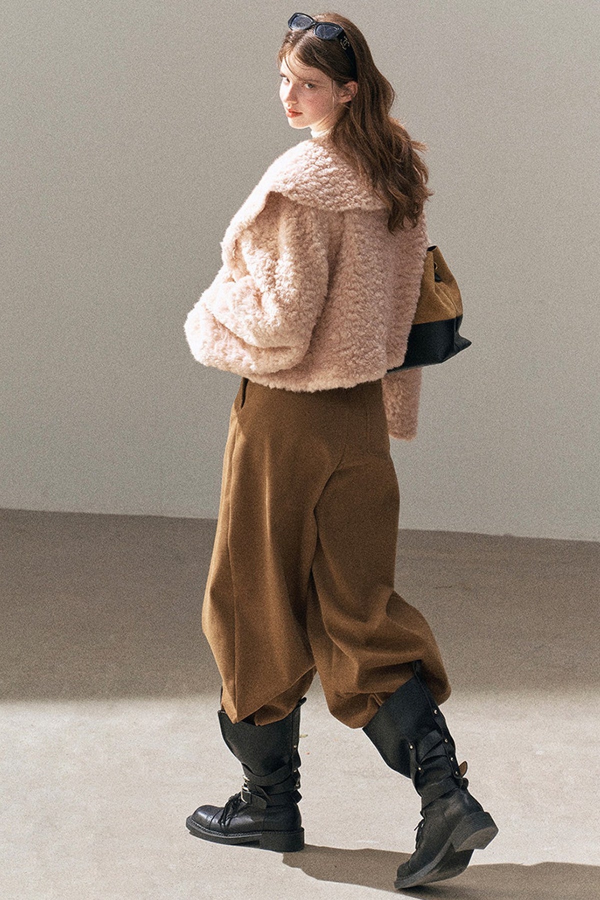 Large Lapel Textured Faux Fur Teddy Jacket