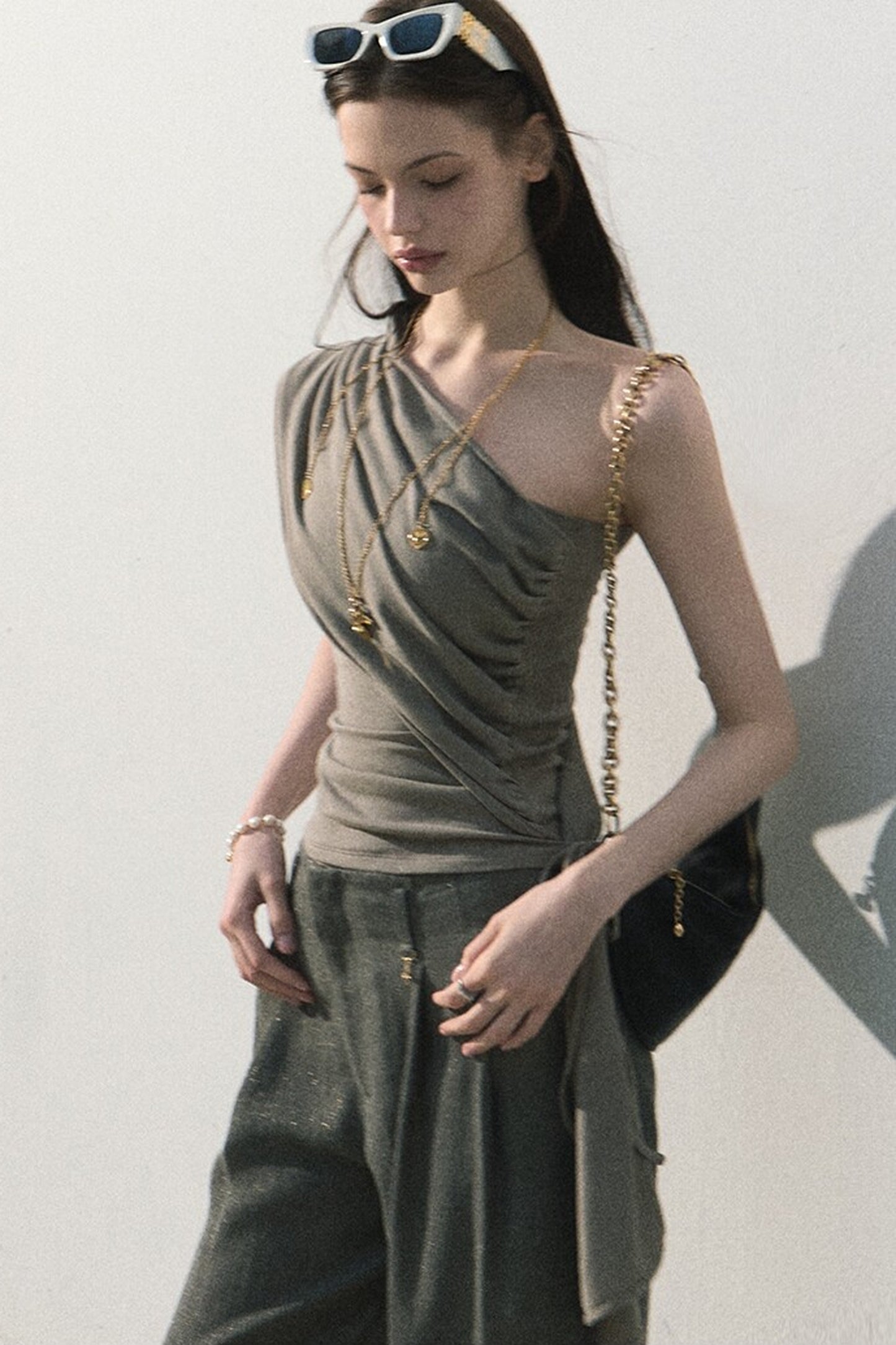Gilded Linen Draped Pants