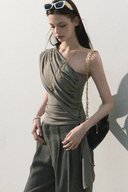 Gilded Linen Draped Pants