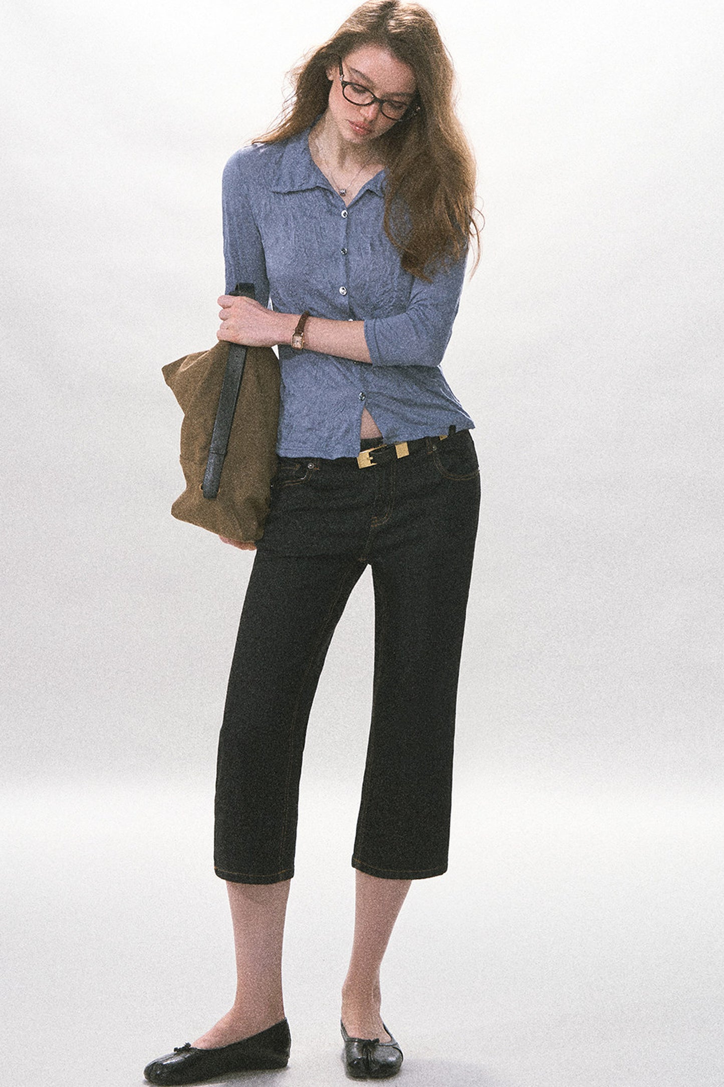 Chemise boutonnée plissée texturée