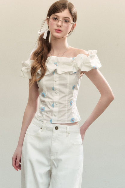Off-Shoulder Ruffle Shirt