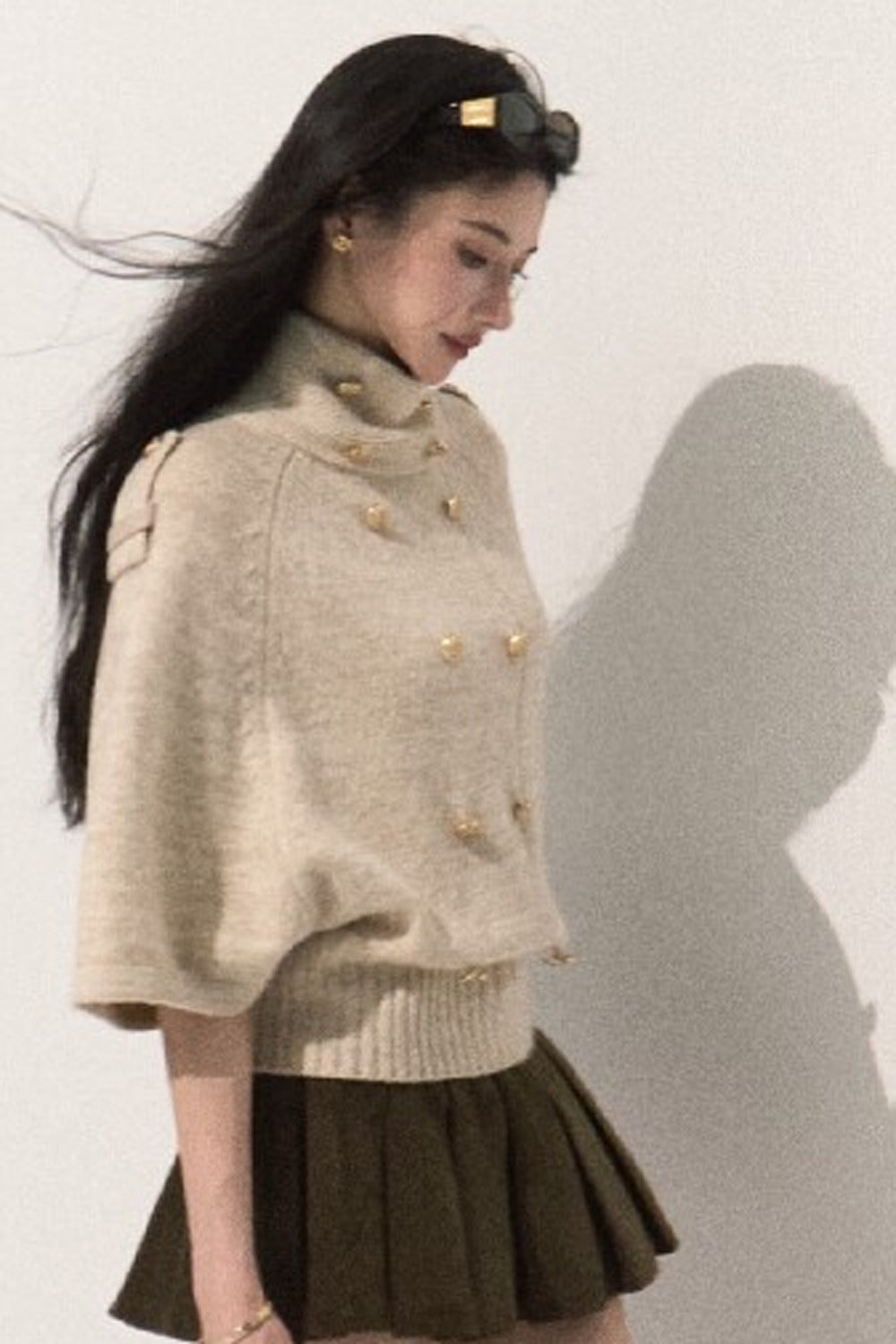Wool Pullover Cape Shawl Coat