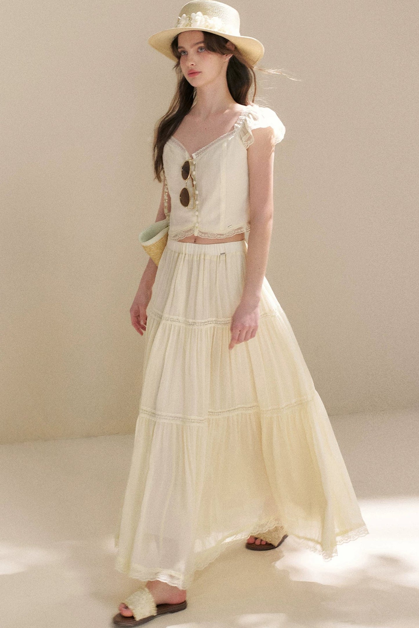 Tencel Lace Top and Skirt Set
