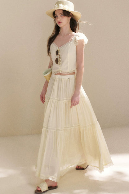 Tencel Lace Top and Skirt Set