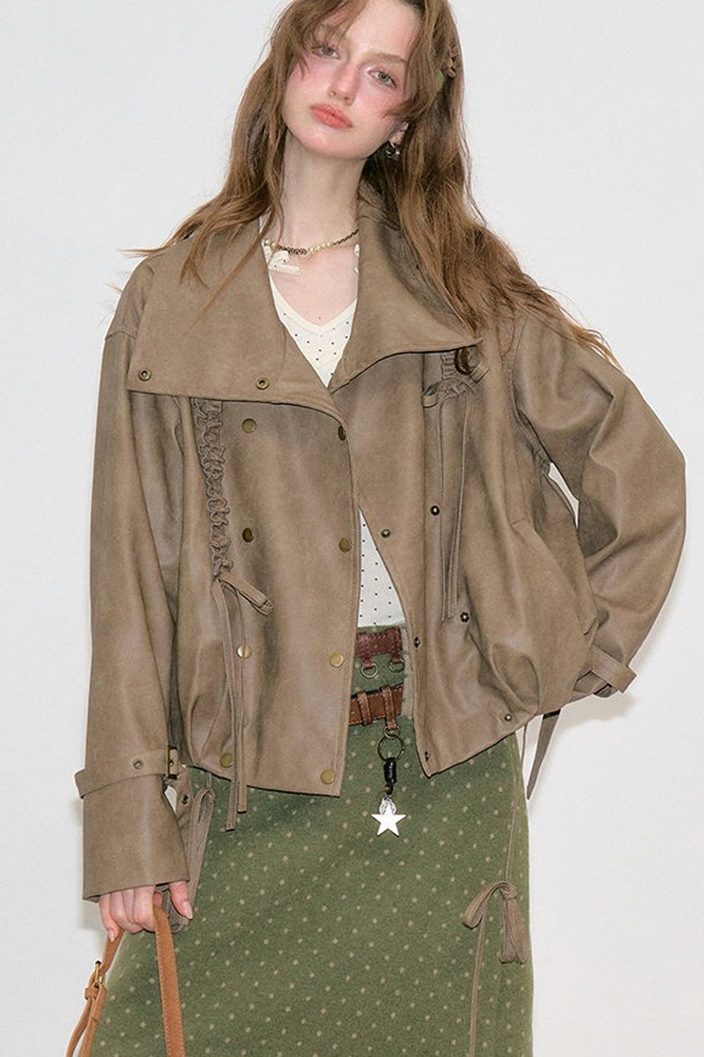 Chaqueta de cuero marrón retro