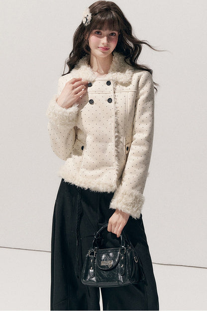 Polka Dot Faux Fur Jacket