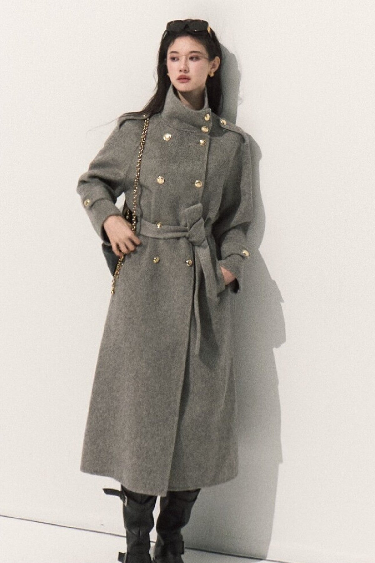 Cappotto in pura lana con cintura