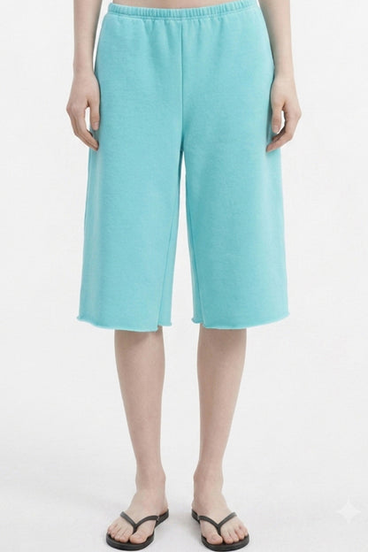 Low-Waist Frayed Straight-Leg Terry Sweatpants