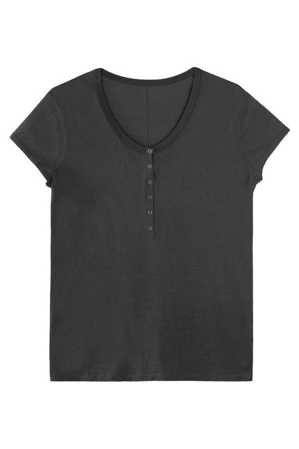 Henley Knit Short Sleeve Lyocell Top