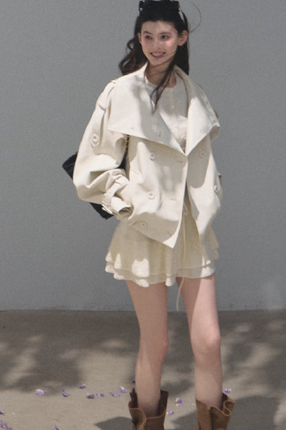 Knight-Style Oil-Waxed Leather Trench Jacket