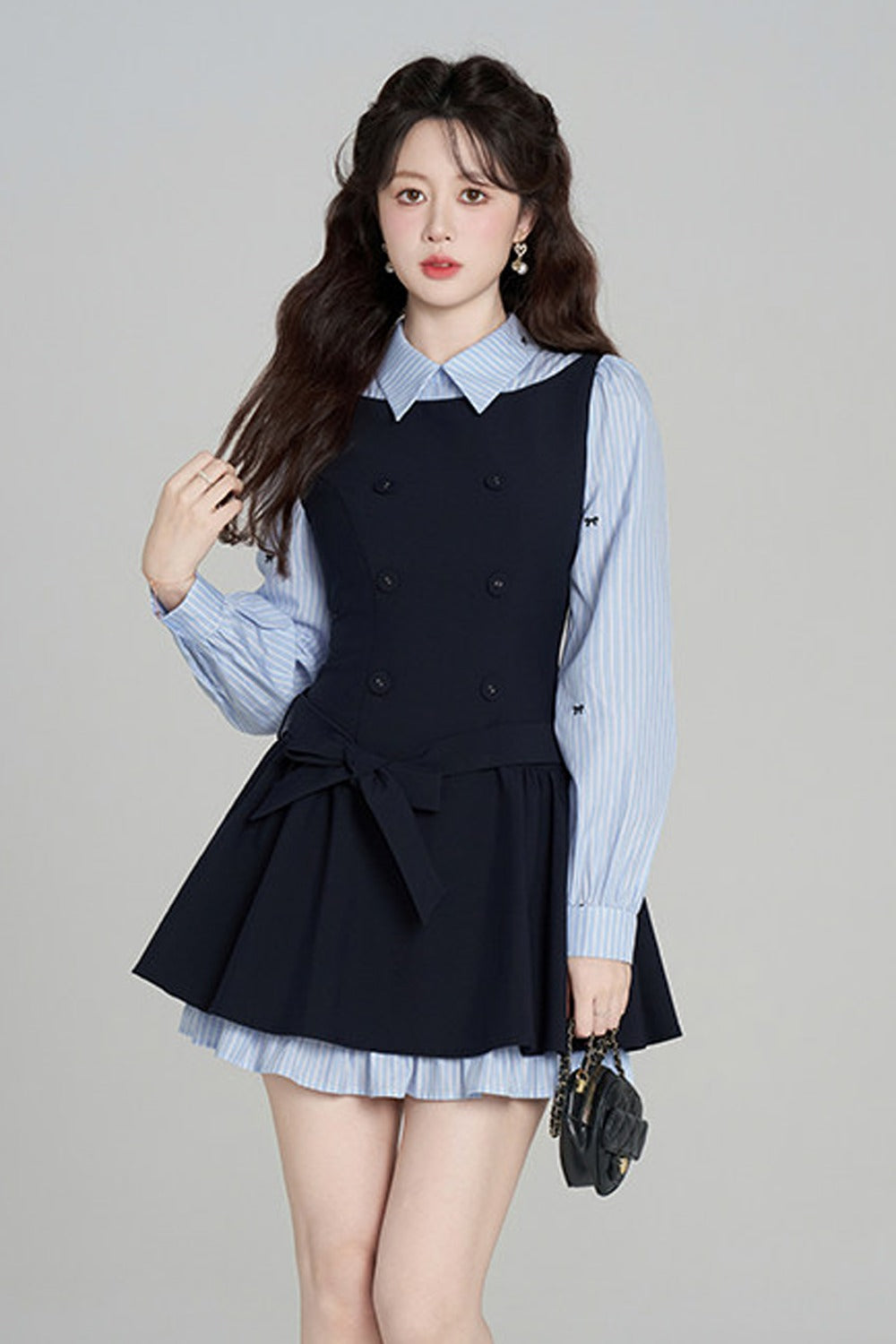Preppy Style Long-Sleeved Dress