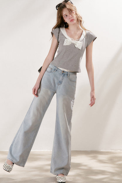 High-Waisted Lyocell Cotton Wide-Leg Jeans