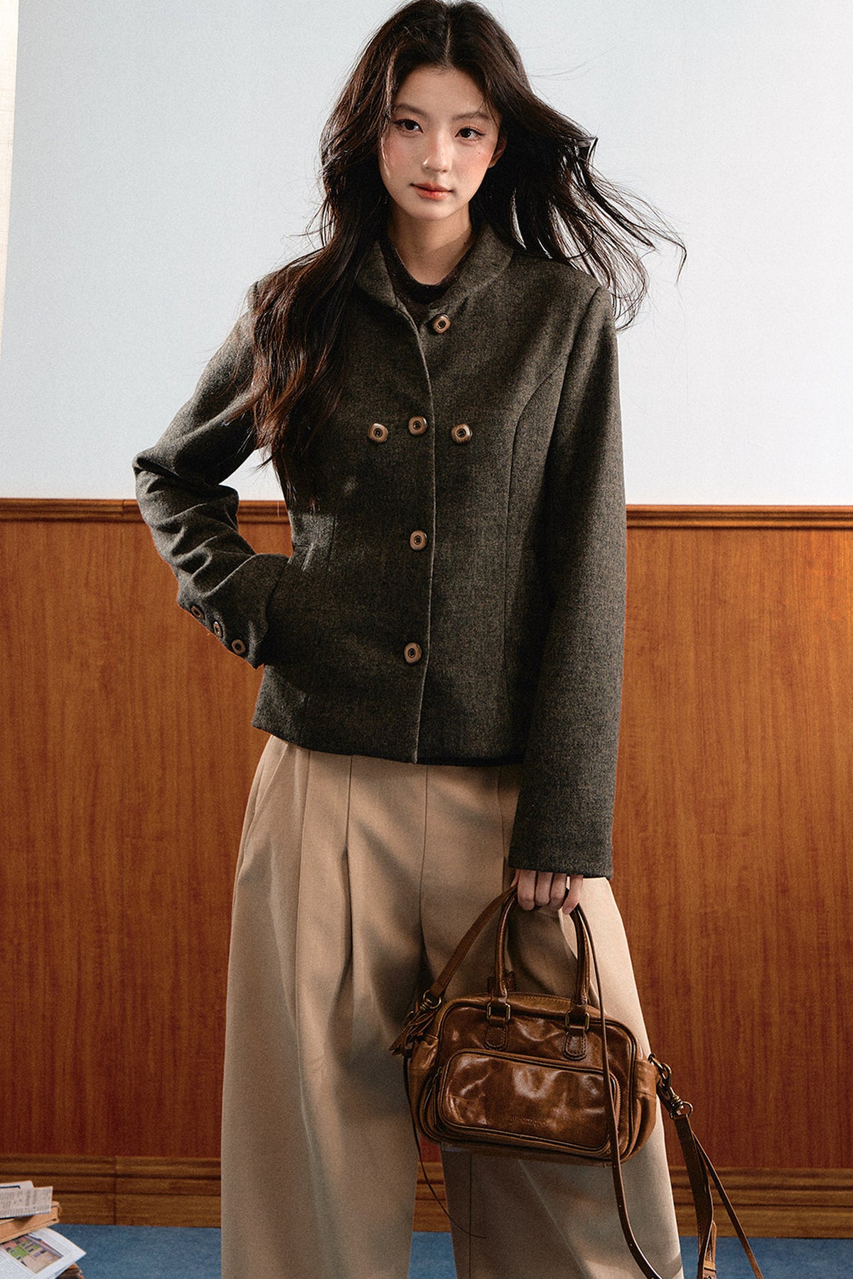 Detachable Cape Wool Coat