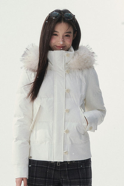 Retro-Daunenjacke in Weiß