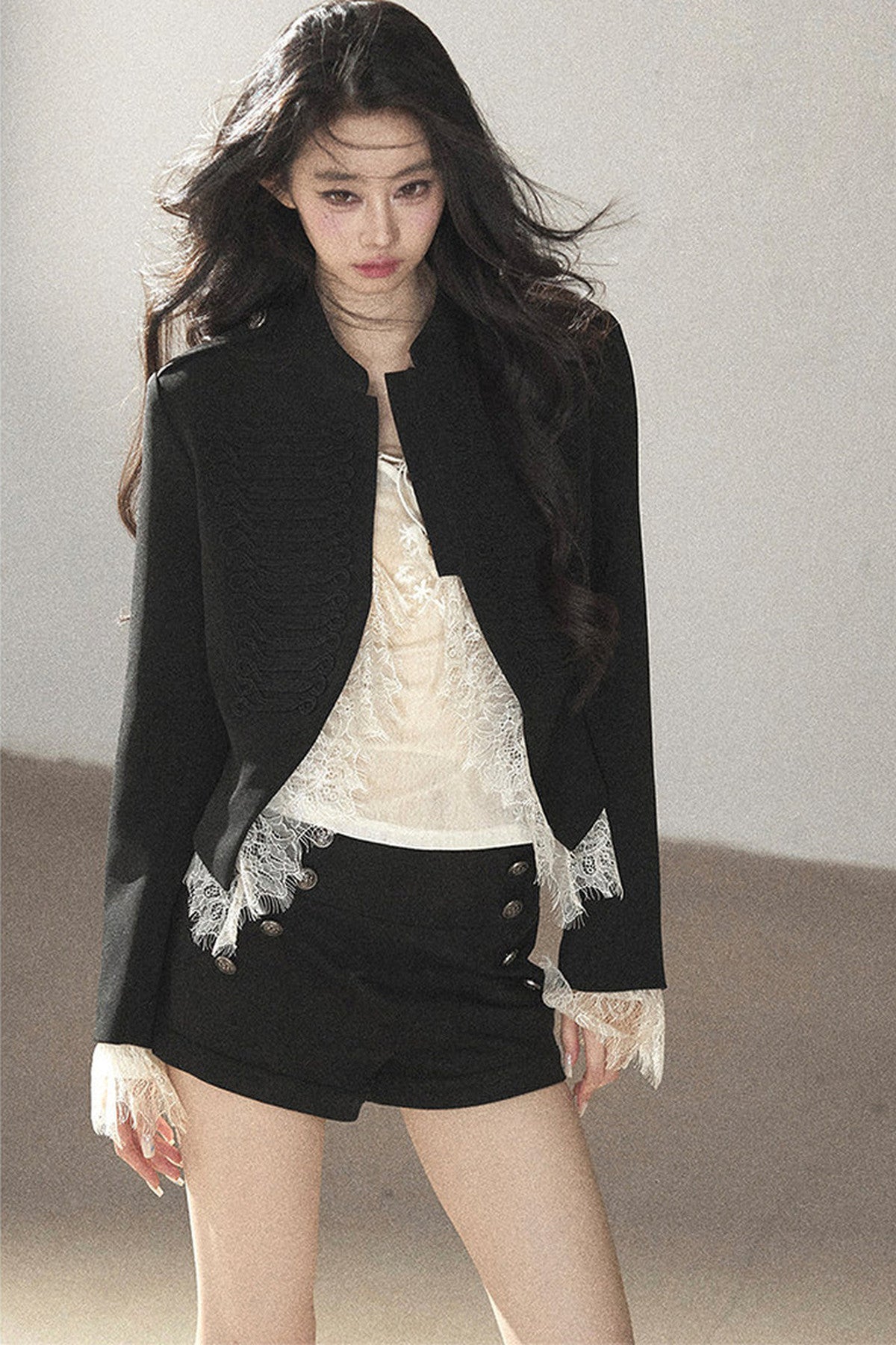 Ginkgo Leaf Veins Jacket Shorts Set-Up