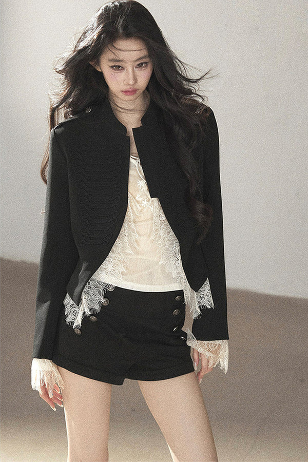 Ginkgo Leaf Veins Jacket Shorts Set-Up