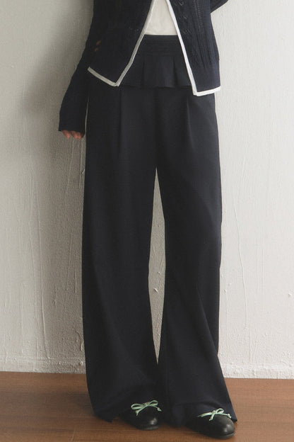 High-Waisted Pleated Straight-Leg Pants