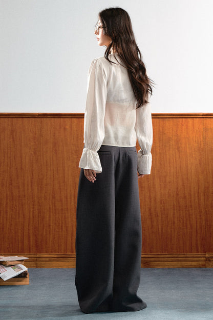 Natural Waist Lace Wide-Leg Pants