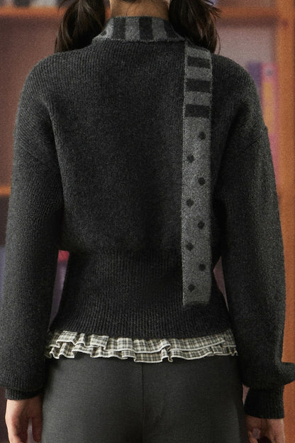 Polka Dot Knit Cardigan and Pants Set-Up
