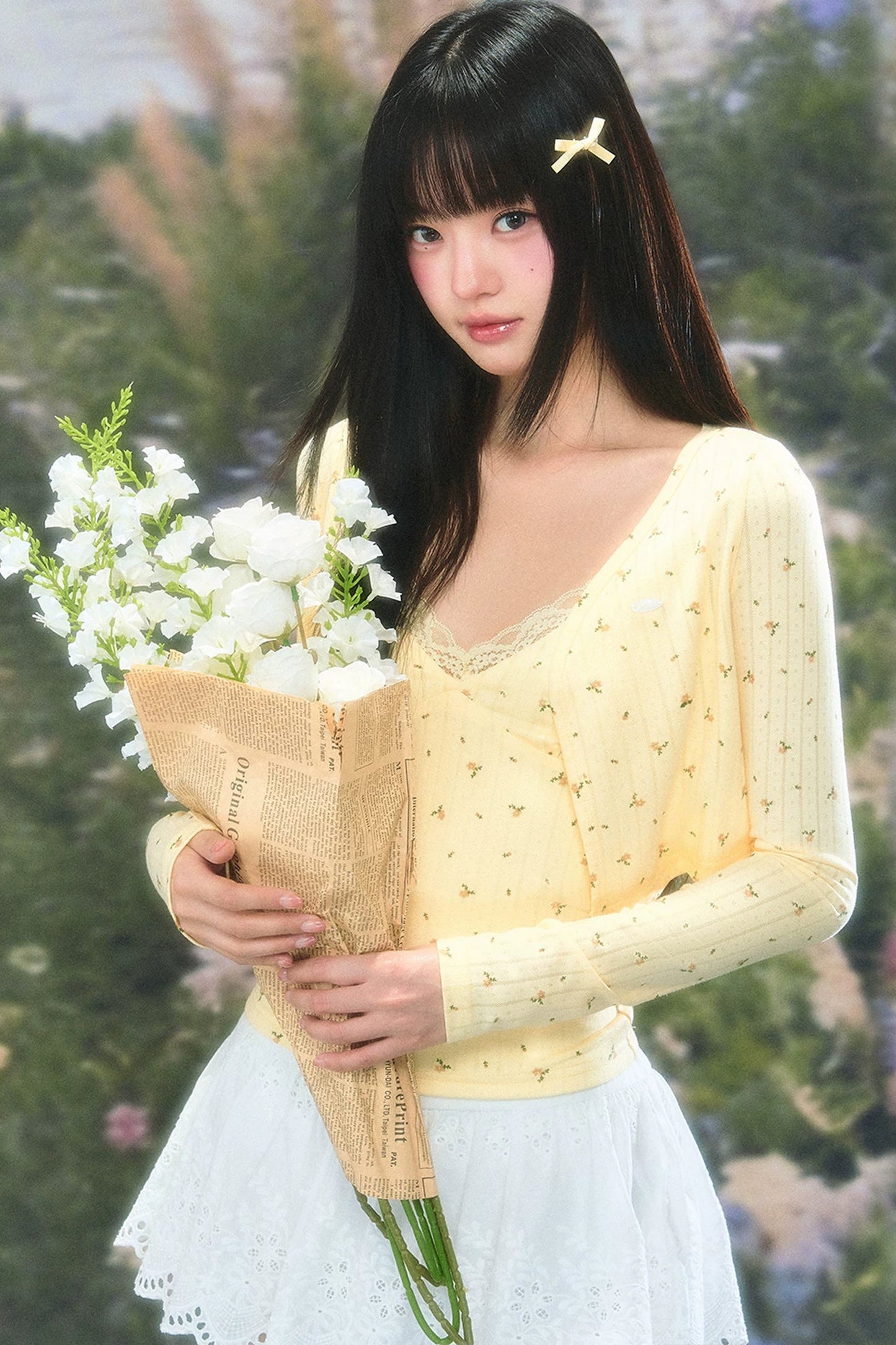 Korean Floral Camisole Cardigan Set-Up