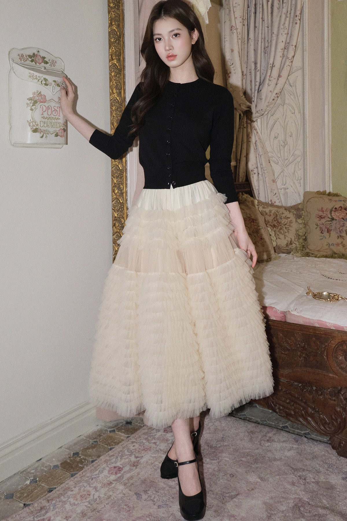 Multi-Layered Pleated Tulle Skirt
